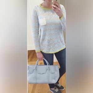 Project Lightweight Striped Knit Sweater | Button Shoulder Detail